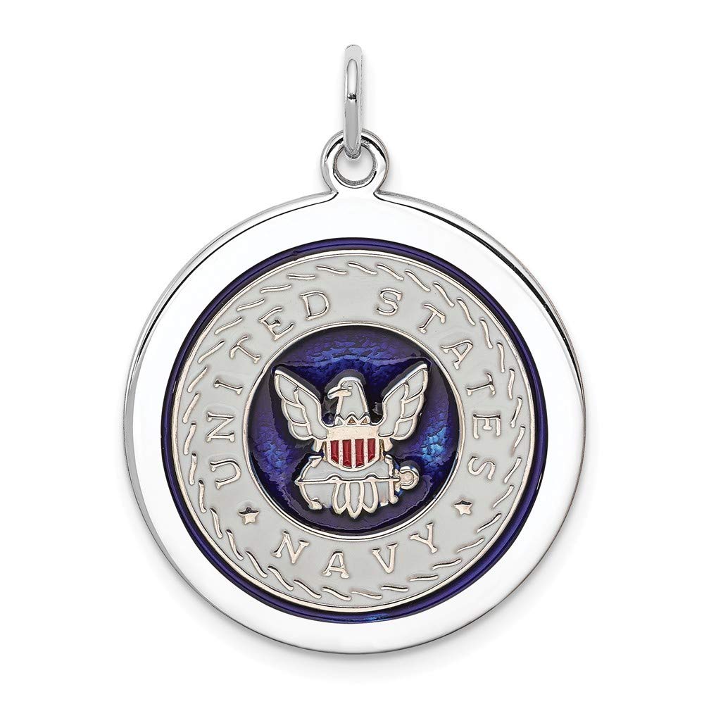 925 Sterling Silver Polished Engravable US Navy Disc Charm Pendant Necklace for Women - Personalized Military Jewelry Gift for Navy Wife, Girlfriend - Perfect for Anniversaries, Graduation & Military Appreciation Events
