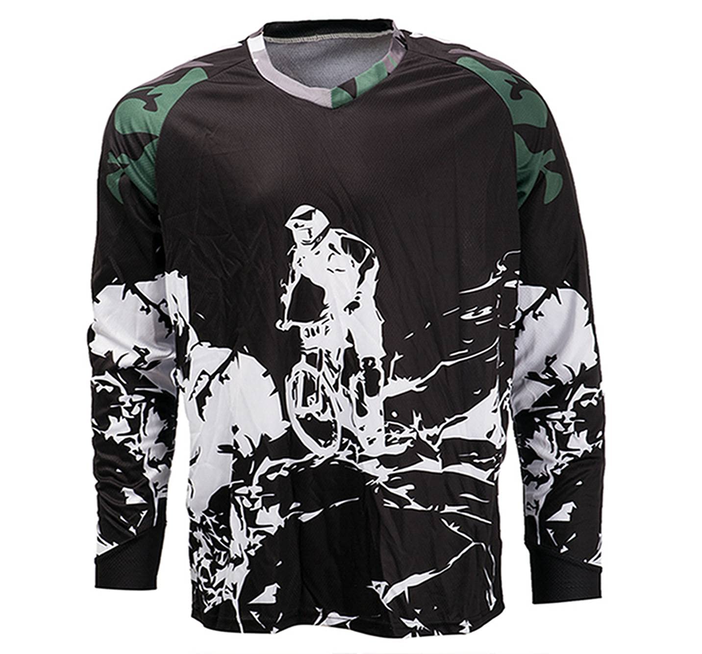 TELEYI Men's Long Sleeve Mountain Bike Jersey - Breathable & Moisture-Wicking Off-Road Cycling Shirt for Downhill, Motocross & Trail Riding - Perfect for Mountain Biking, Cycling & Outdoor Sports