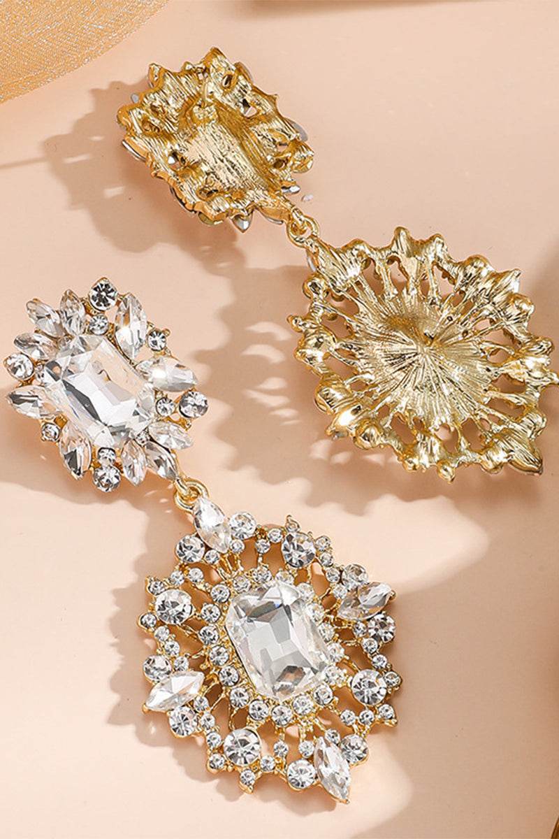 Luxurious Rhinestone Drop Earrings for Women - Elegant Crystal Dangle Earrings for Party, Wedding & Evening Events - 888875828355