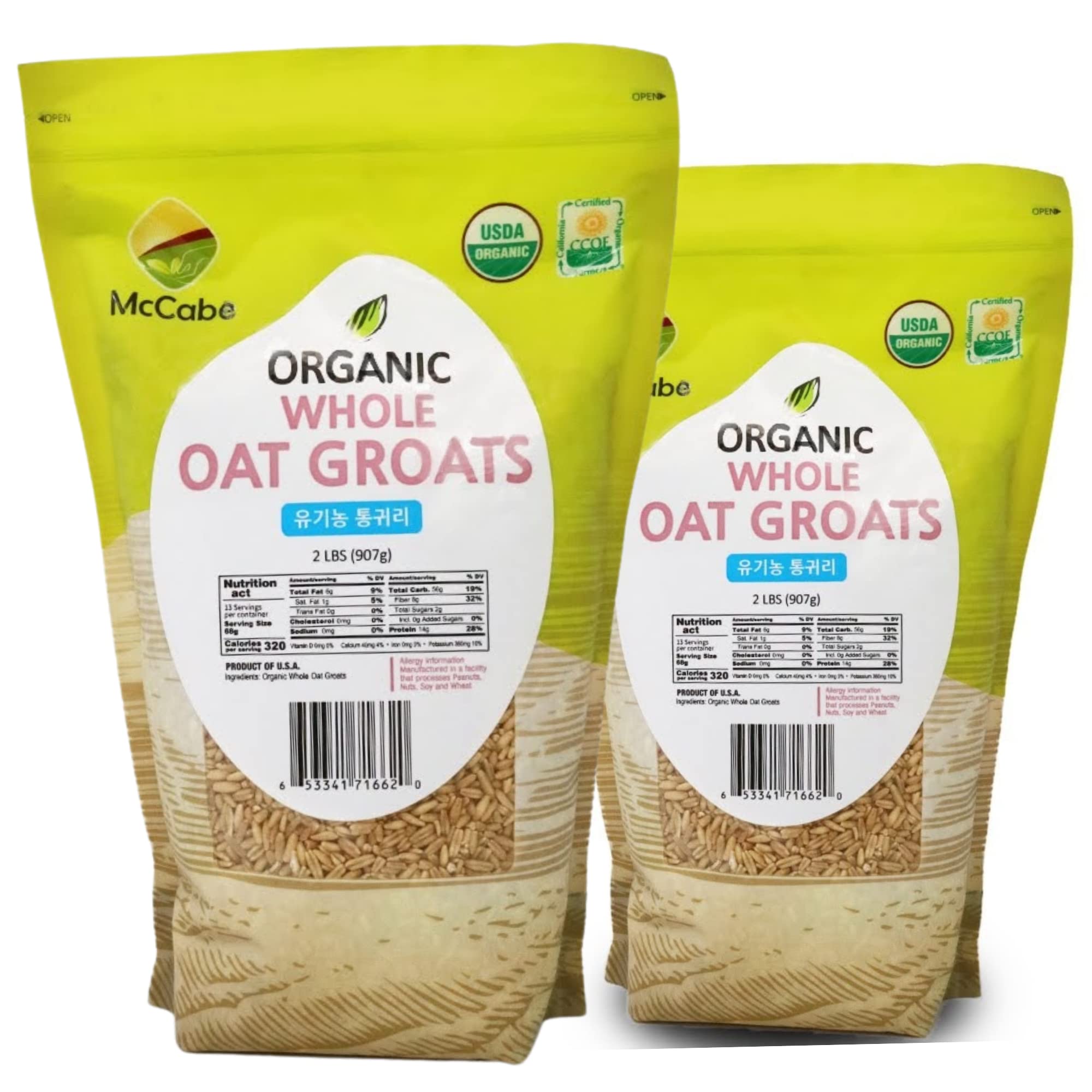 Organic Whole Oats Groats - 2Lbs Whole Grain Oats | USDA & CCOF Certified | Raw Oat Groats for Baking, Cooking & Healthy Breakfast | Product of USA (Pack of 2) | Perfect for Oatmeal, Granola & Smoothie Bowls