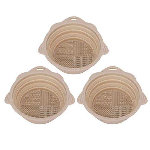 3-Piece Silicone Makeup Brush Cleaning Bowl Set - Portable Foldable Cosmetic Brush Washer for Makeup Brushes, Sponges & Powder Puffs | Perfect for Travel & Home Makeup Organization