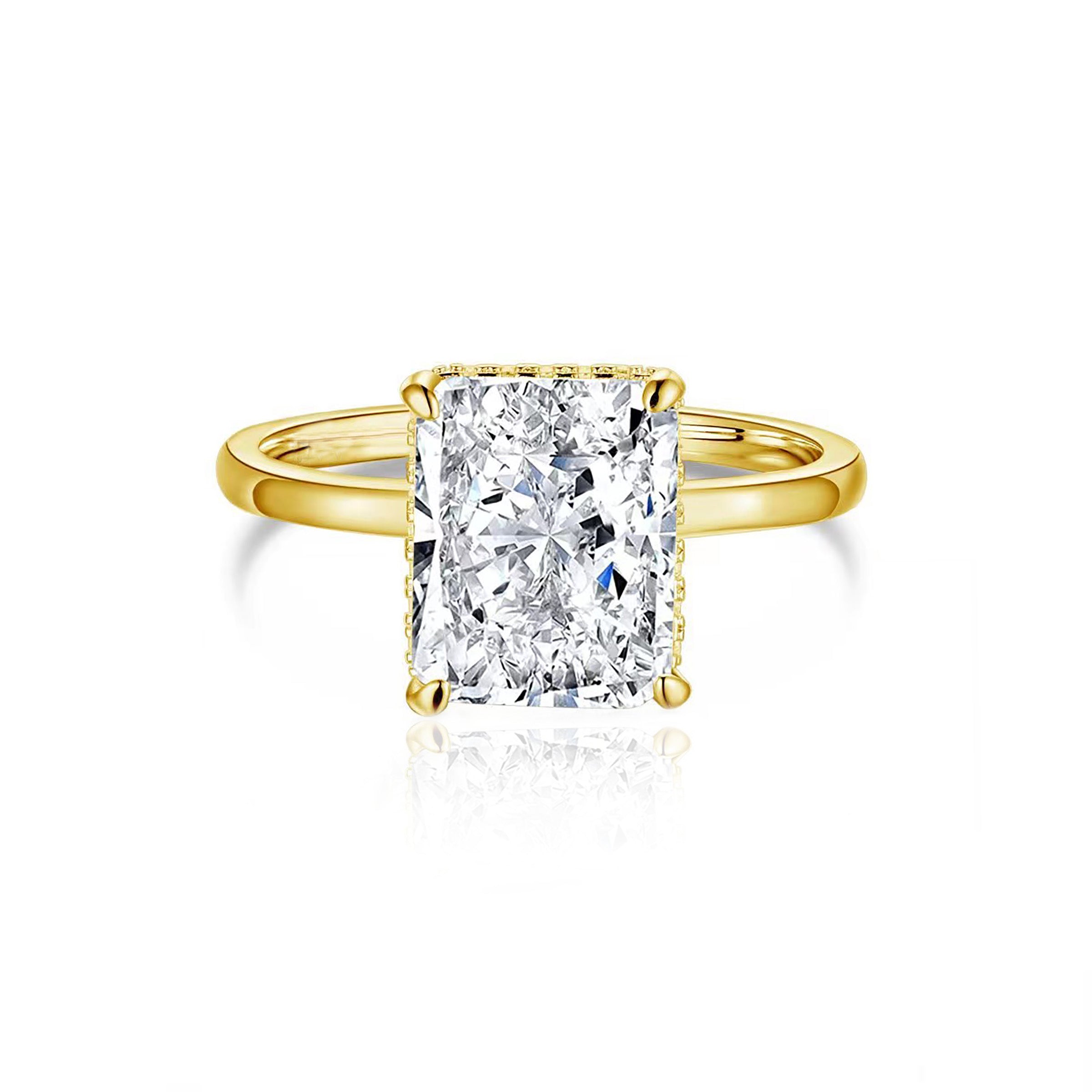 Radiant Cut Moissanite Ring - Geometric Brilliance Ashes Jewelry for Women - Perfect for Engagement, Wedding, Anniversary & Special Occasions