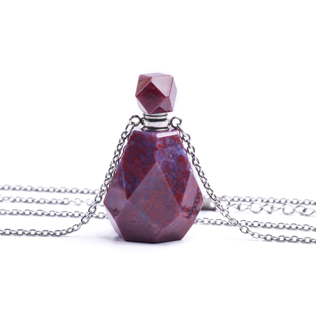 Natural Crystal Essential Oil Diffuser Necklace for Women - Red Agate Aroma Perfume Bottle Pendant, Unpolished Irregular Gemstone Jewelry | Perfect for Meditation, Yoga, Aromatherapy & Gift Giving