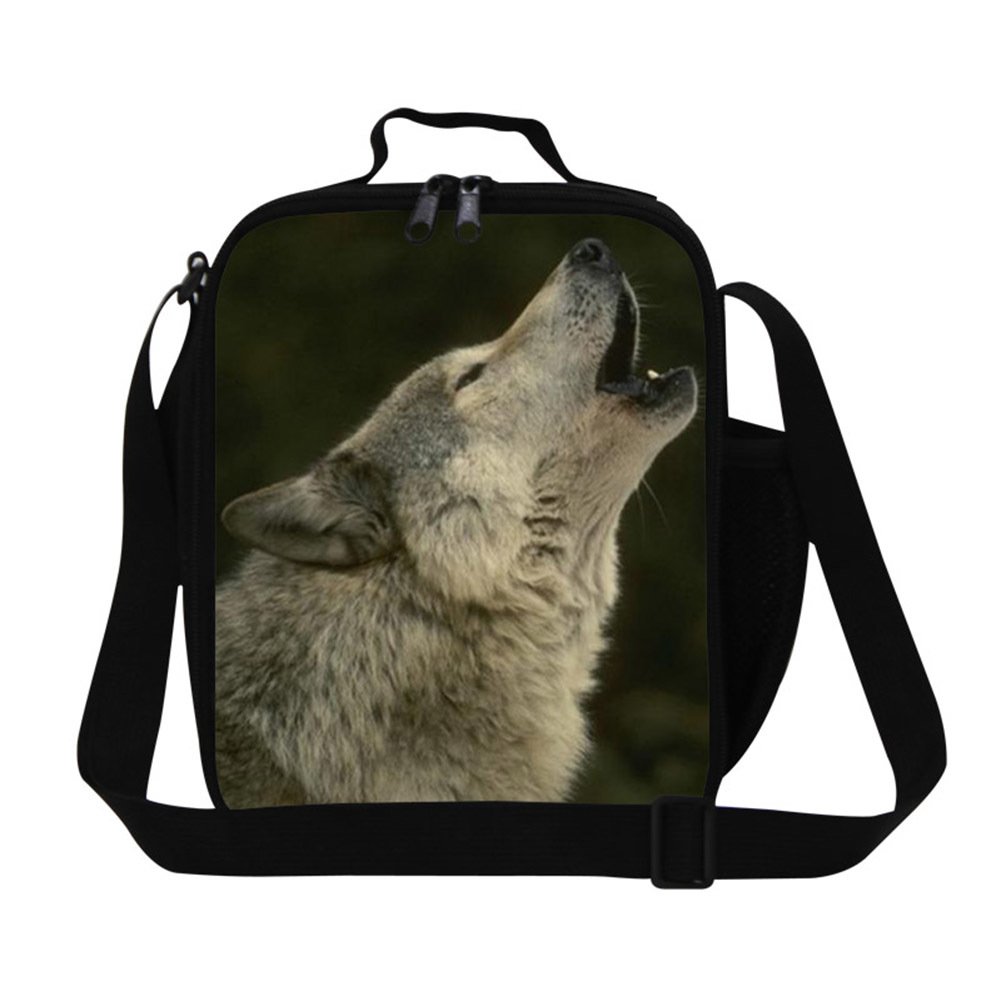 Cool Wolf Print Insulated Lunch Bag for Men & Boys - Reusable Work Lunch Box for Adults, School, Picnics & Outdoor Activities