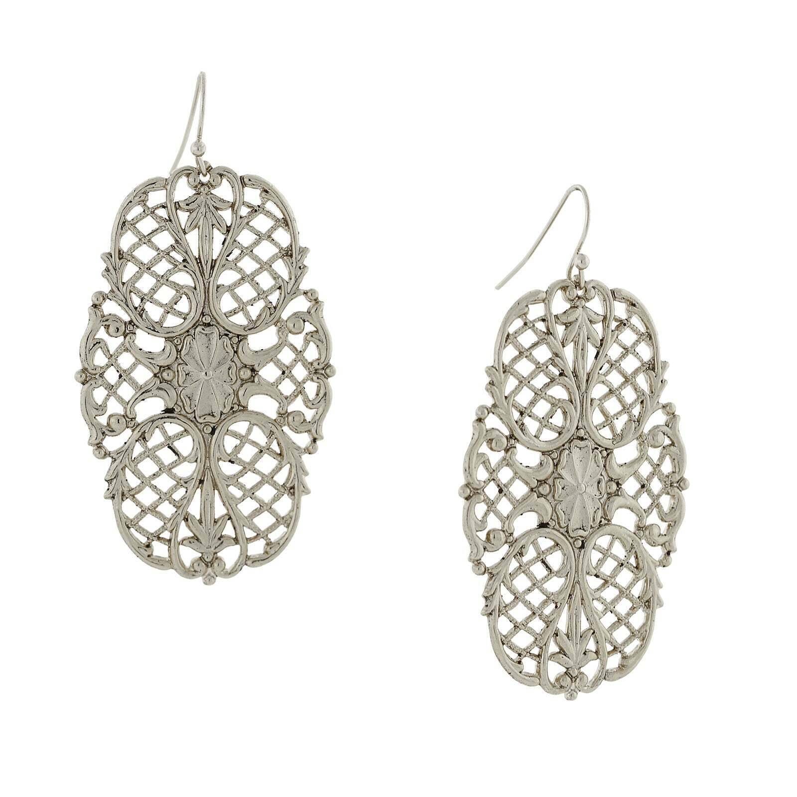 Vintage 1928 Jewelry Classic Ornamental Filigree Drop Earrings for Women - Elegant Dangle Earrings for Weddings, Parties & Special Occasions