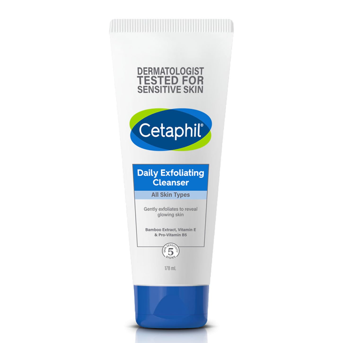 Cetaphil Daily Exfoliating Cleanser 178ml - Gentle Face Wash for Normal, Dry & Oily Skin - Skin Brightening Scrub with Non-Irritating Formula - Perfect for Morning & Night Skincare Routine