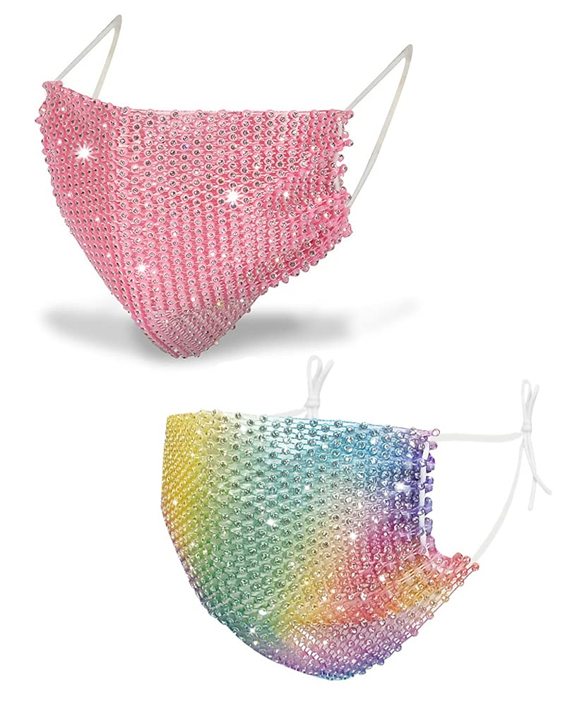 Sparkly Rhinestone Mesh Mask for Halloween & Parties - Women & Girls