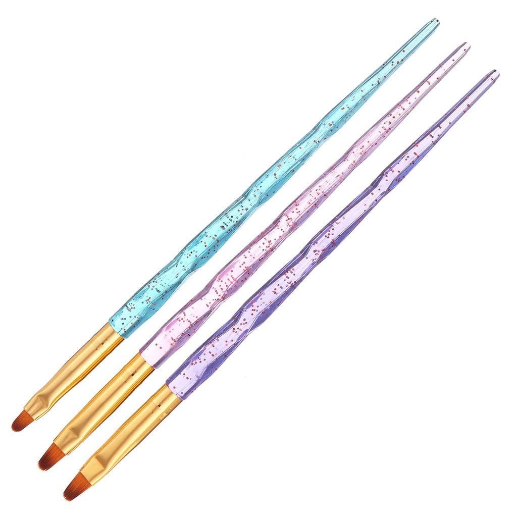 NIZYH 3-Piece Nail Brush Set - Crystal Acrylic Gel Extension Builder, Polish Painting & Drawing Brush Pen for Professional Manicure | Perfect for Salon, Home DIY & Nail Art Enthusiasts