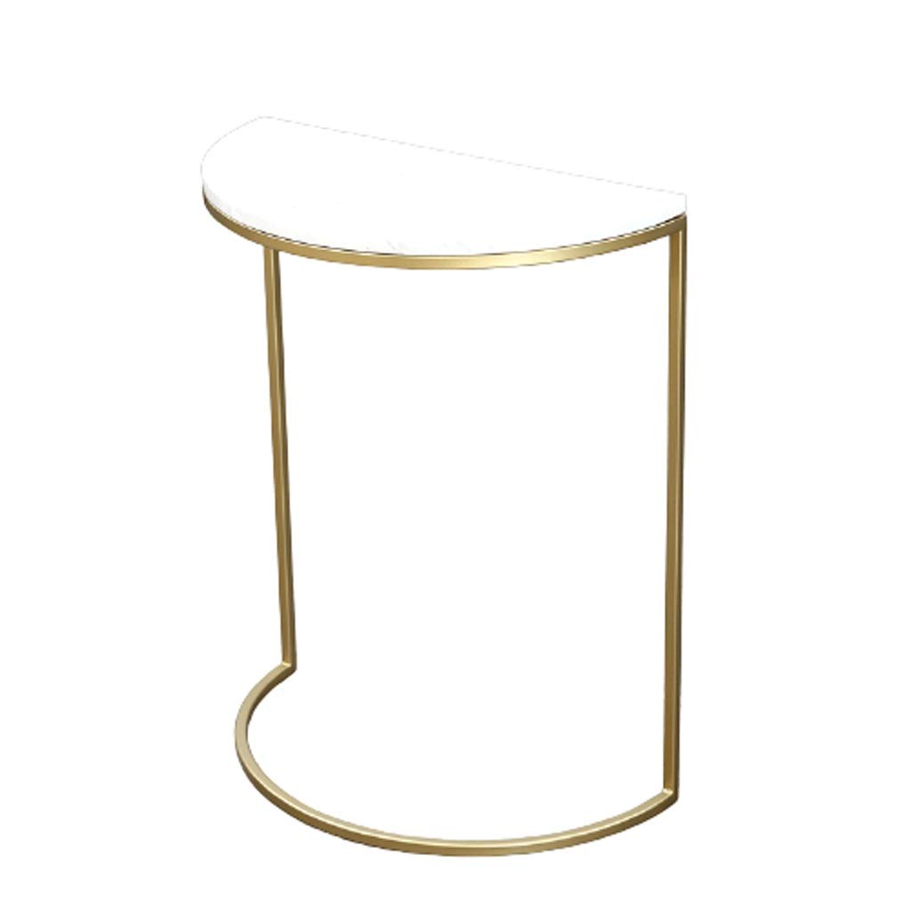 BPHUI Modern Semi-Circle Coffee Table - Marble End Table for Living Room, Sofa, Bedroom & Balcony - Gold Accent Side Table for Home Decor | Perfect for Small Spaces & Apartment Living