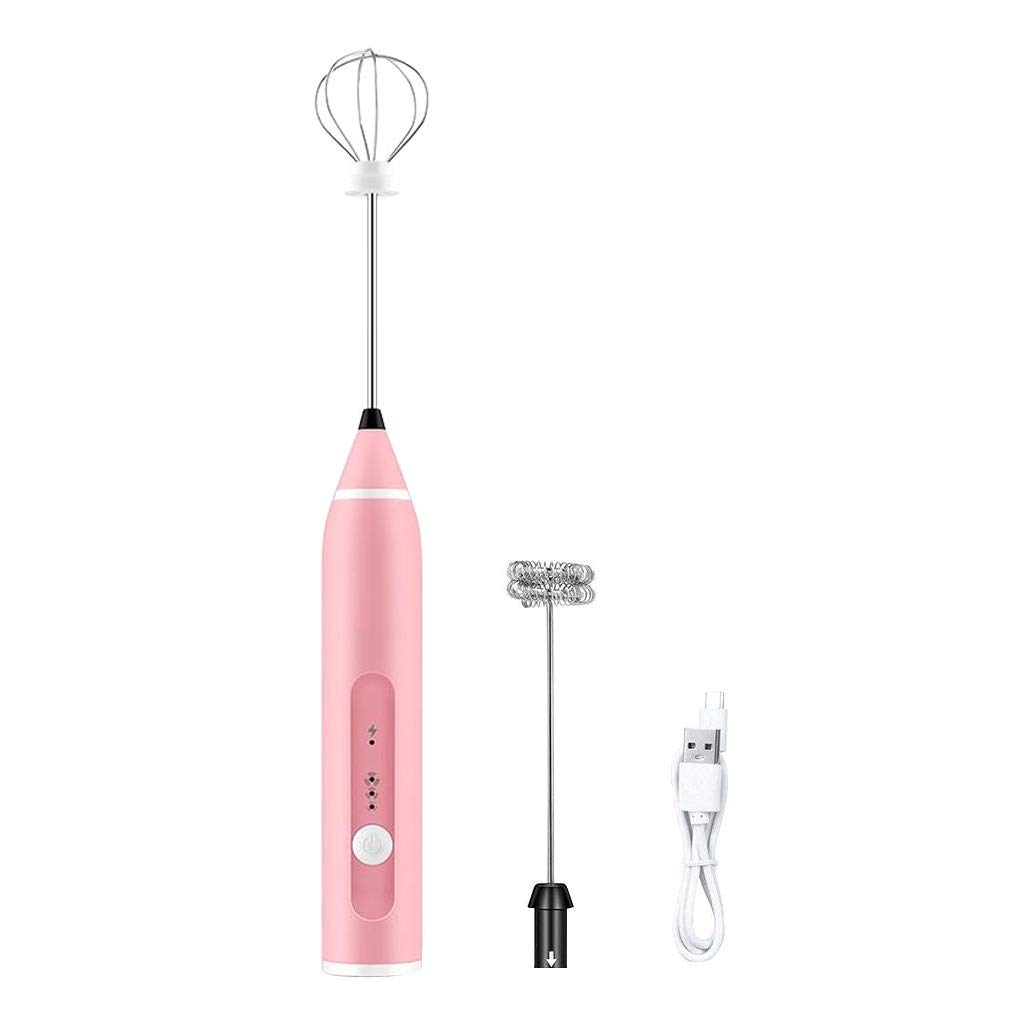 USB Rechargeable Handheld Electric Milk Frother - 3-Speed Stainless Steel Whisk for Coffee, Cappuccino, Latte & Hot Chocolate - Perfect for Home Kitchen, Office & Travel (Pink)