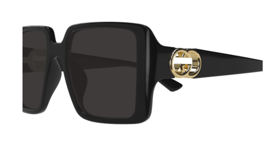 Gucci GG1692S 001 Black/Grey Oversized Square Women's Sunglasses - Luxury Fashion Sunglasses for Women, UV Protection, Trendy Square Frame - Perfect for Beach, Driving & Outdoor Activities