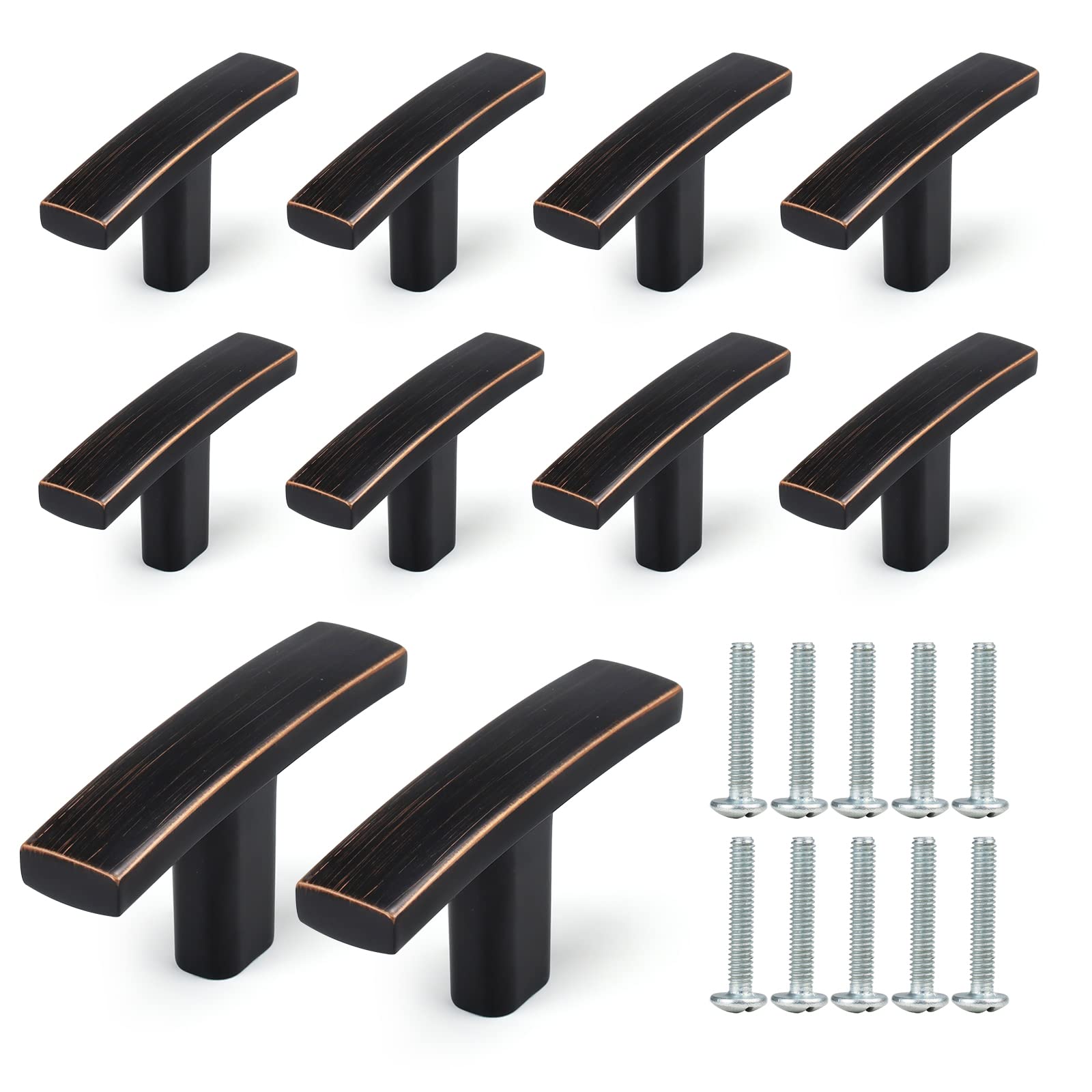 10PCS Single Hole Cabinet Pulls Oil Rubbed Bronze - 2 Inch Kitchen Cabinet Drawer Handles - Durable Zinc Alloy Hardware for Cabinets, Drawers, Closets & Dressers (Black) - Perfect for Modern Home & Office Furniture Upgrade
