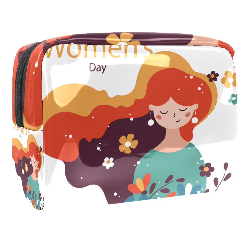 Portable Waterproof Makeup Bag with Zipper - Travel Toiletry Organizer for Women | Cosmetic Storage Pouch | Perfect for Curly Hair Care & On-the-Go Beauty Essentials (Ideal for Travel, Gym & Daily Use)
