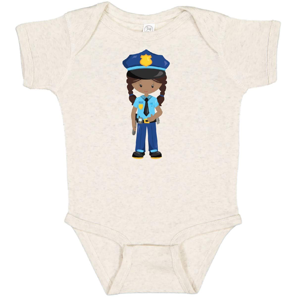 Inktastic African American Girl Police Officer Baby Bodysuit - Cute Infant Outfit for Law Enforcement Appreciation, Career Day & Family Events