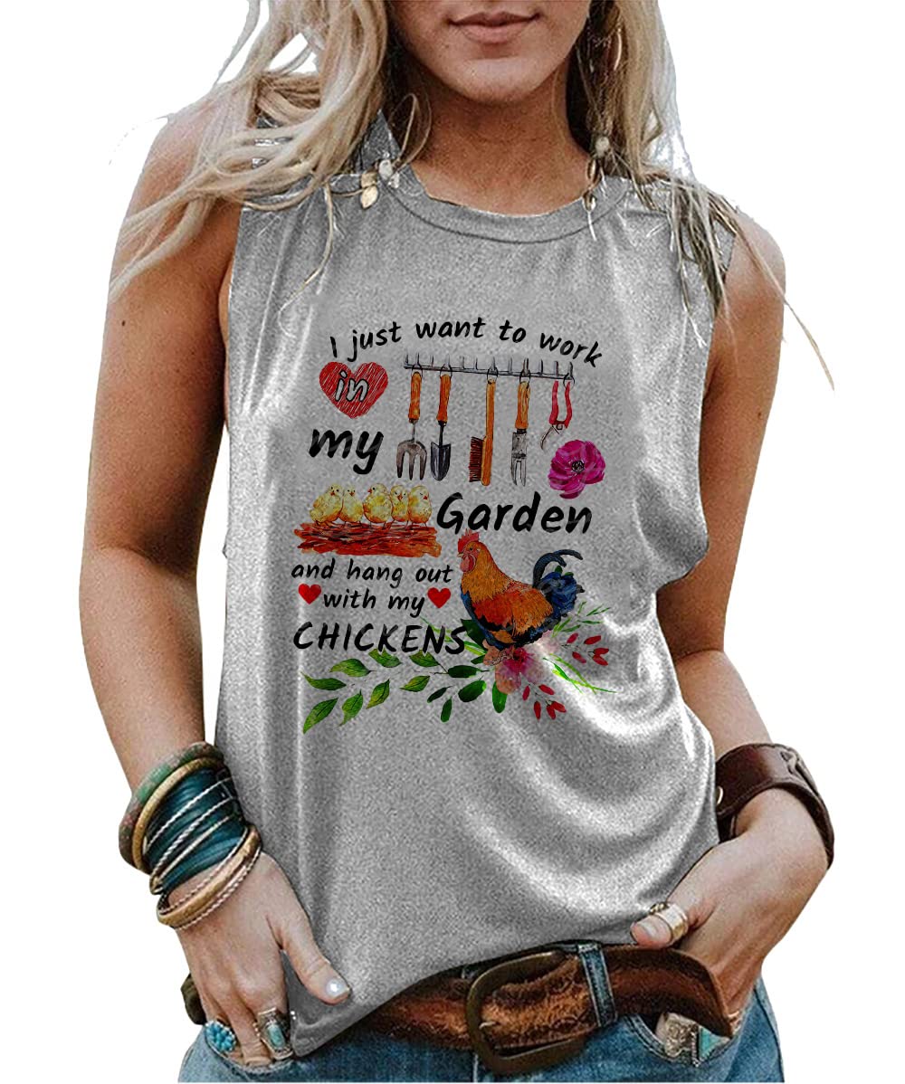 Women's Gardening Tank Tops - Comfortable Casual Shirts for Garden Work & Chicken Care | Perfect for Outdoor Activities, Backyard Gardening & Pet Lovers