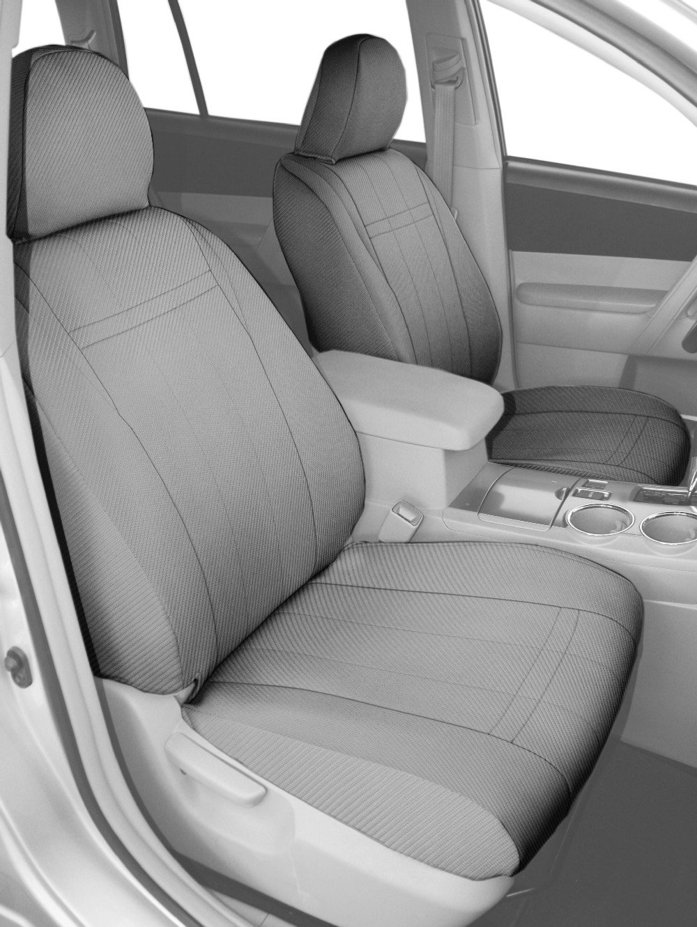 Premium Carbon Fiber Seat Covers for 2011-2016 Jeep Compass - Front Bucket Seats with Light Grey Insert & Trim | Waterproof & Anti-Slip Protection for Off-Road Adventures & Daily Commutes