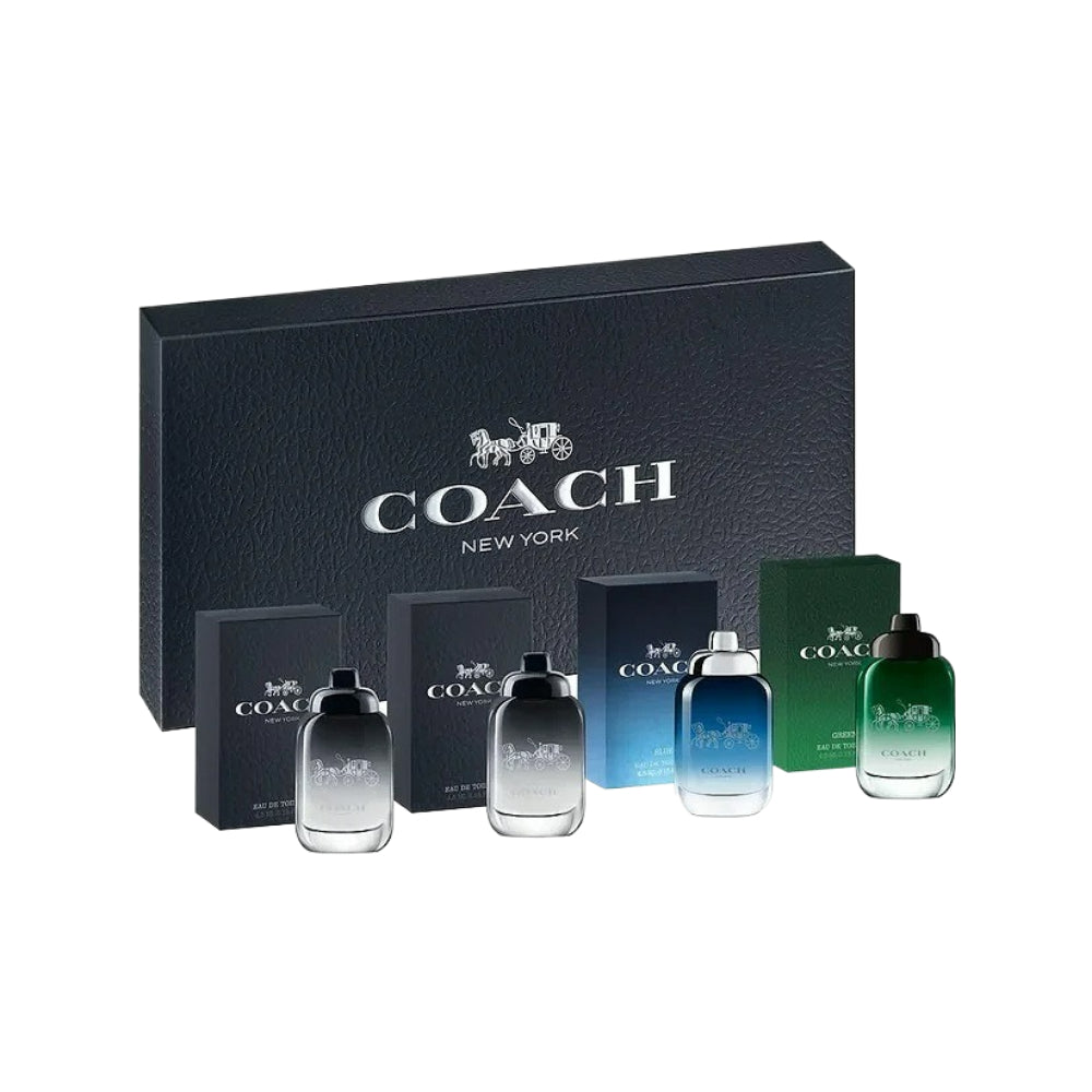 Coach Men Miniature 4 Piece Eau De Parfum Set - 4x5ml Travel Size Fragrance Gift Set for Him | Perfect for Gifting, Travel & Everyday Use