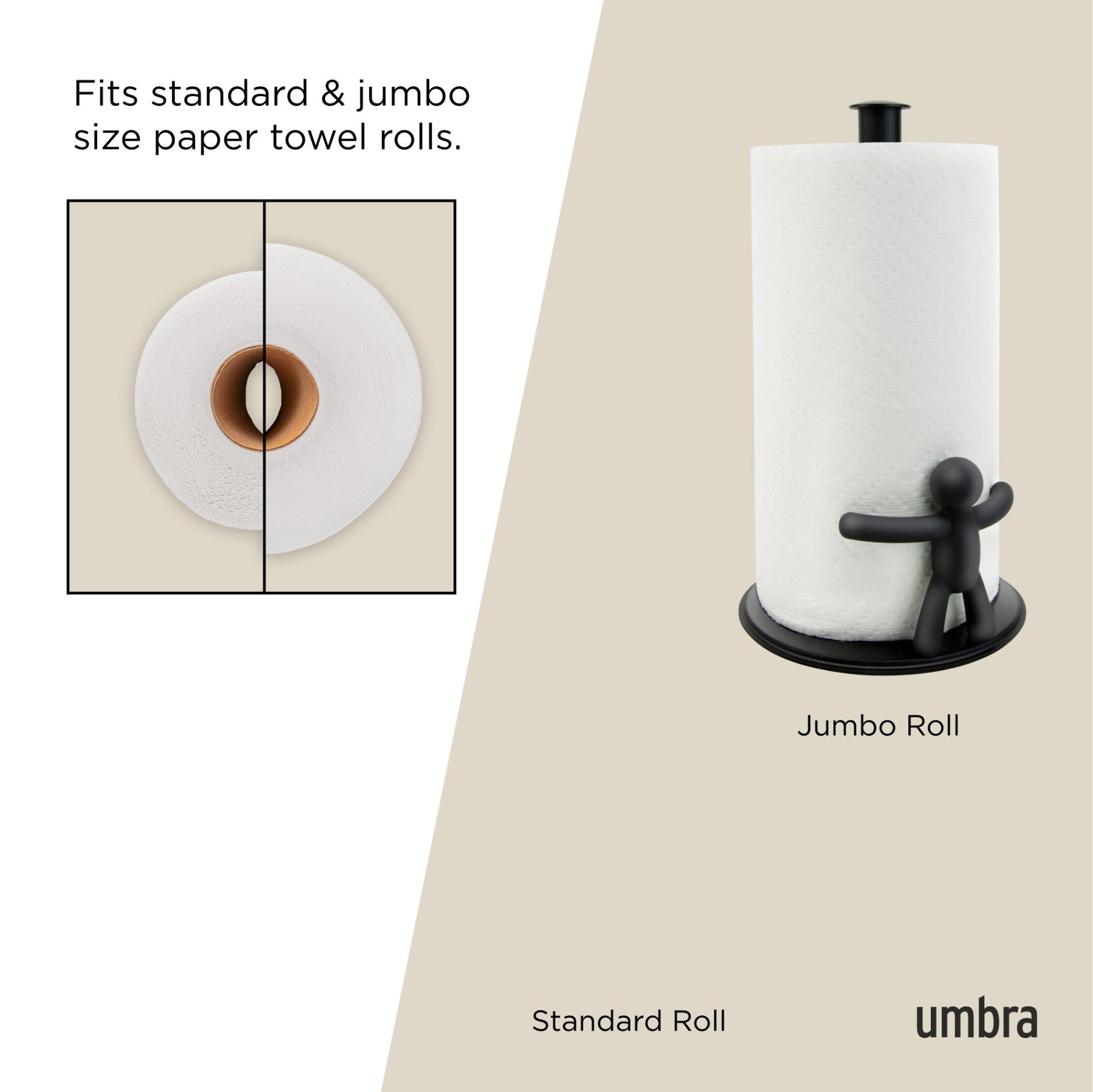 Stainless Steel Buddy Paper Towel Holder - Wall Mount or Under Cabinet - Perfect for Kitchen, Bathroom & Office Organization