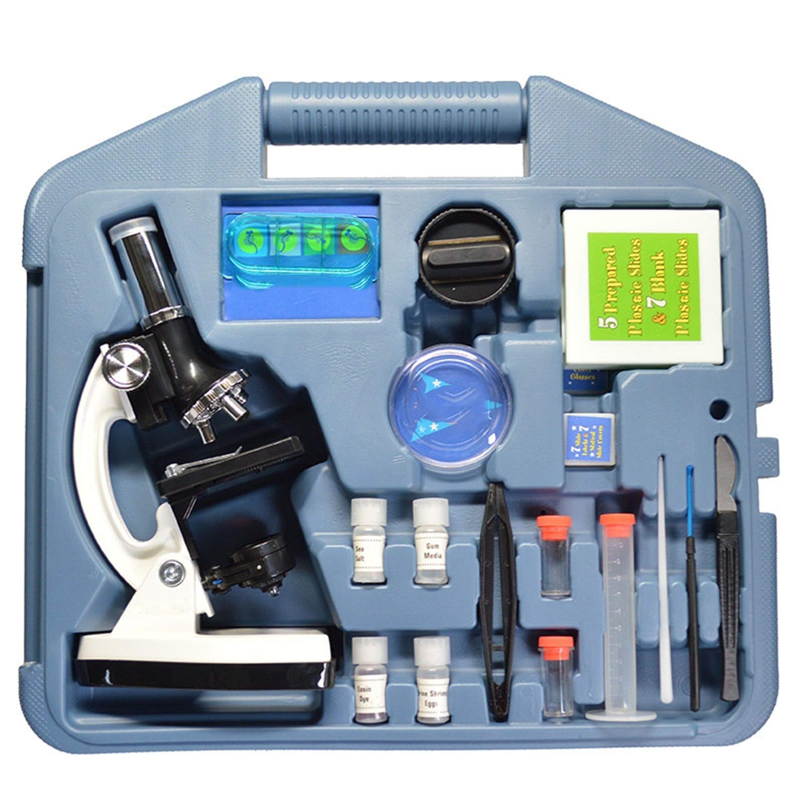 SHANG-JUN 1200X LED Student Microscope Kit - Biological Science Lab Microscope for Kids, Home & School Education | Perfect for Classroom Experiments, Homeschool Learning & STEM Toy Gift (White)