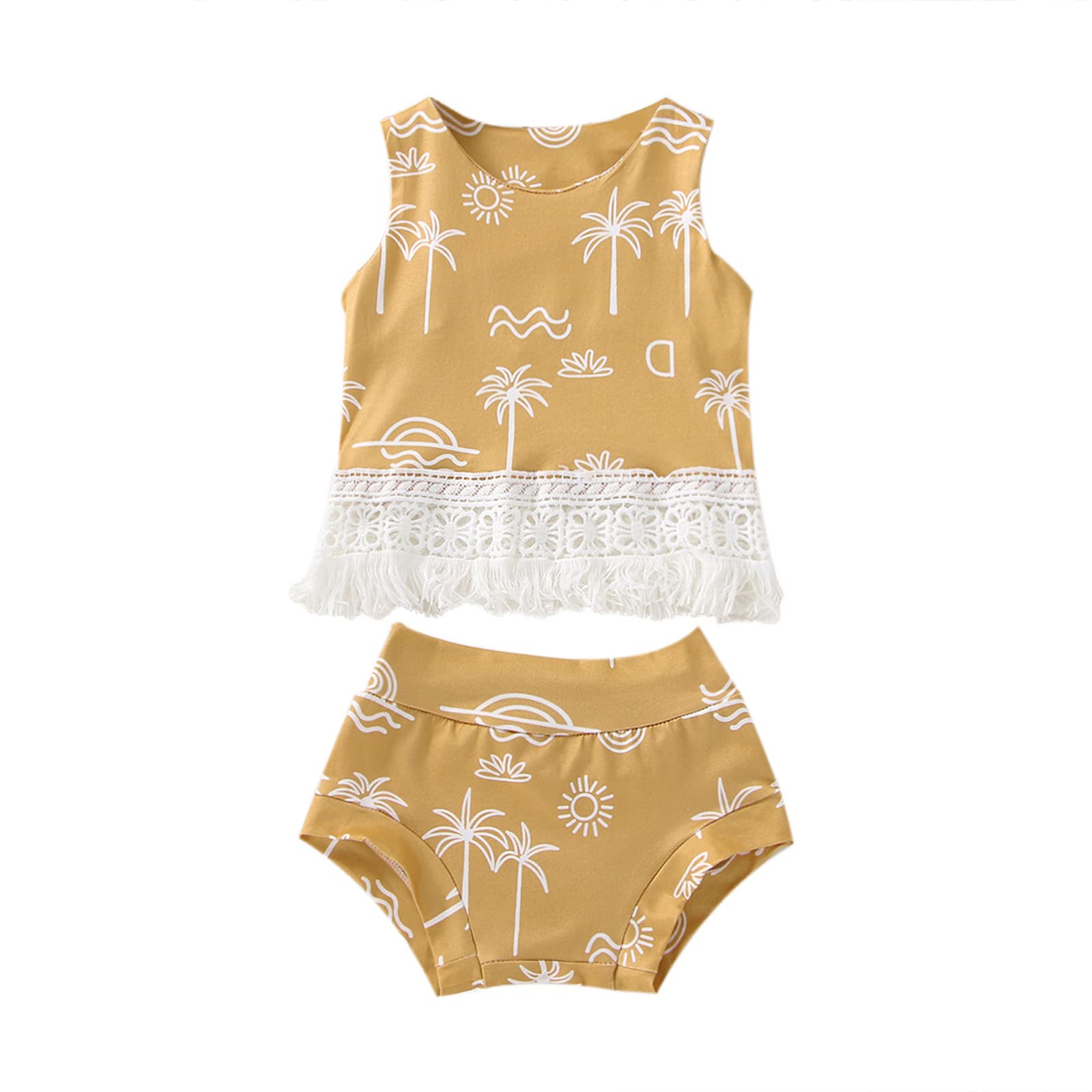 Adorable Baby Girl Summer Outfit - Cartoon Animal Sleeveless Tank Top & Shorts Set for Newborn Toddlers | Perfect for Birthday Parties, Beach Vacations & Playdates