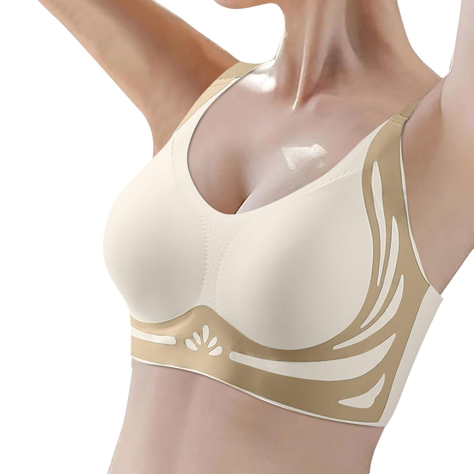 Women's Push Up Sports Bra - High Impact Racerback Floral for Gym & Running