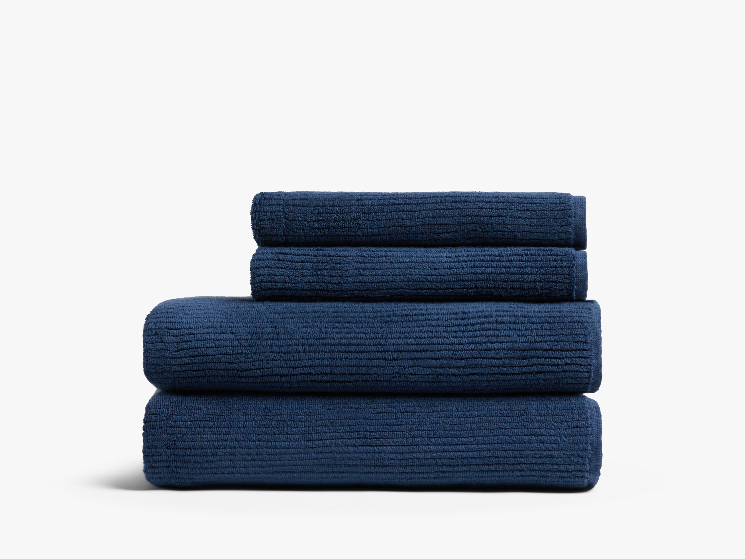 2+2 Soft Rib Bath Towel Set - Ultra Absorbent & Quick Dry - Luxury Spa & Beach Towels for Bathroom, Pool, Gym, and Travel - Marine Blue