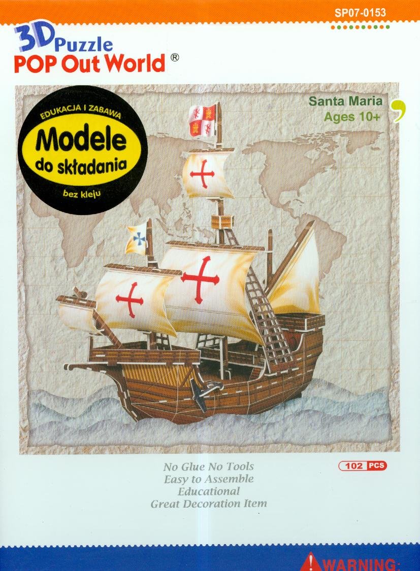 POP Out World - Vehicles Series Santa Maria - Christopher Columbus's Ship - 3D Puzzle Model for Kids & Collectors - Perfect for Educational Play & Home Decor