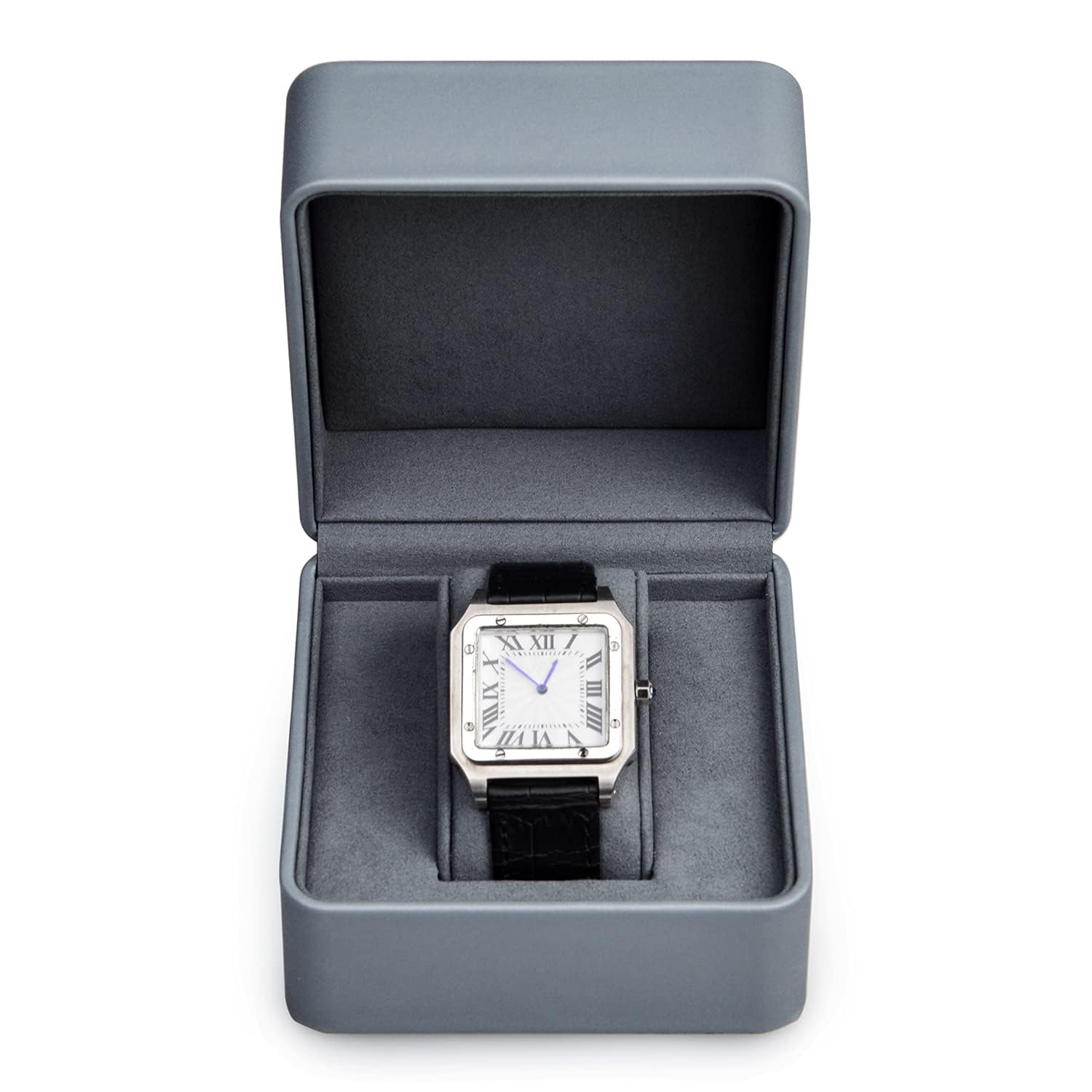 Oirlv Premium Leather Watch Gift Box - Single Watch Storage Case with Removable Pillow, Wristwatch Display Box (Light Gray) | Perfect for Men's Luxury Watch Collection, Gift Presentation & Jewelry Organizer