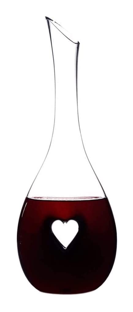 Lead-Free Crystal Glass Whiskey Decanter Set - Heart-Shaped Hand Blown Aerator for Wine & Liquor | Elegant Home Bar Accessory for Gifts, Parties & Romantic Dinners