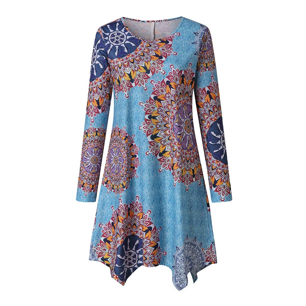 Women's Floral Print Round Neck Summer Dress - Lightweight & Comfortable for Casual Outings, Beach Vacations, and Summer Parties