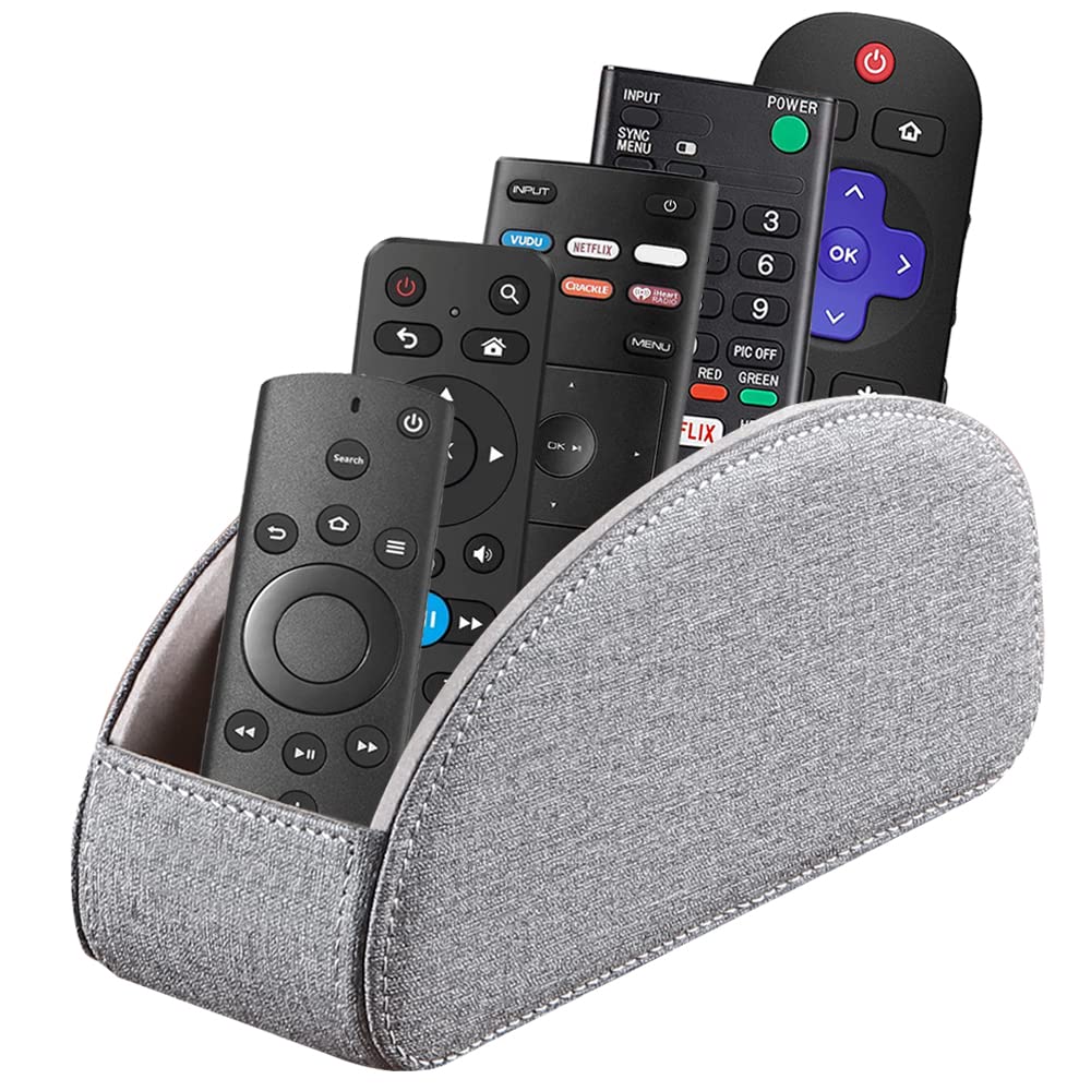Fanousy PU Leather TV Remote Control Holder with 5 Compartments - Nightstand Organizer for Bedside, Desk & Table - Perfect for Living Room, Bedroom & Office Organization