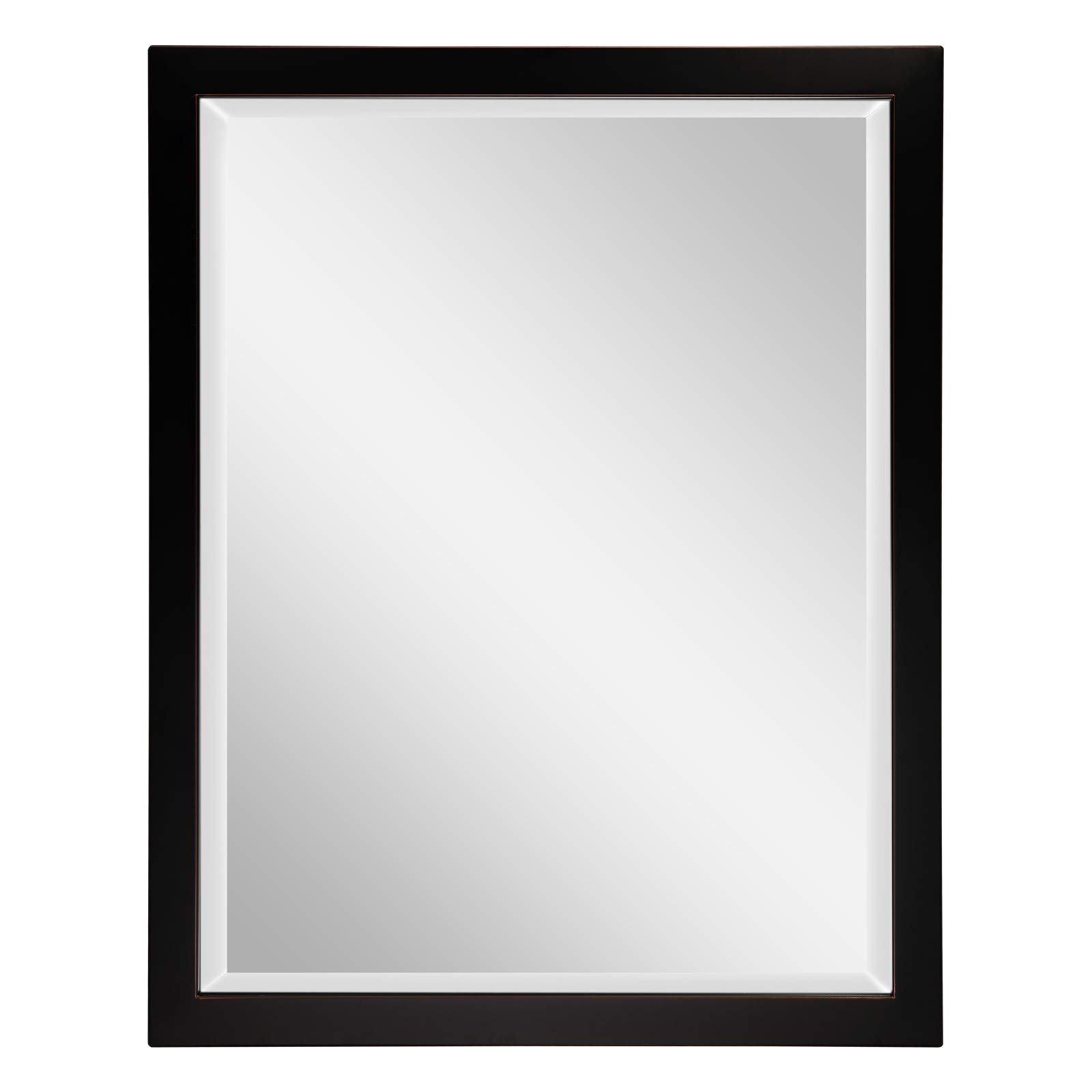 Oil Rubbed Bronze Rectangle Mirror with Black Metal Frame & Red Gold Accent - 30x24 Inches - Horizontal or Vertical Hanging - Perfect for Living Room Vanity, Bathroom & Bedroom Decor