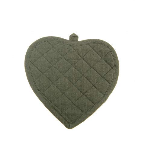 Heart-Shaped Pot Holders Set of 2 - Moss Green Kitchen Oven Mitts for Baking, Cooking & Grilling - Heat Resistant & Stylish Home Decor