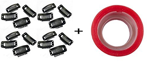 **AASA Hair Extension Patches, Wigs, Clips & Tapes for Men & Women – Secure Attachment (12 Clips + Small Red Tape) – Perfect for Styling, Cosplay & Daily Wear**