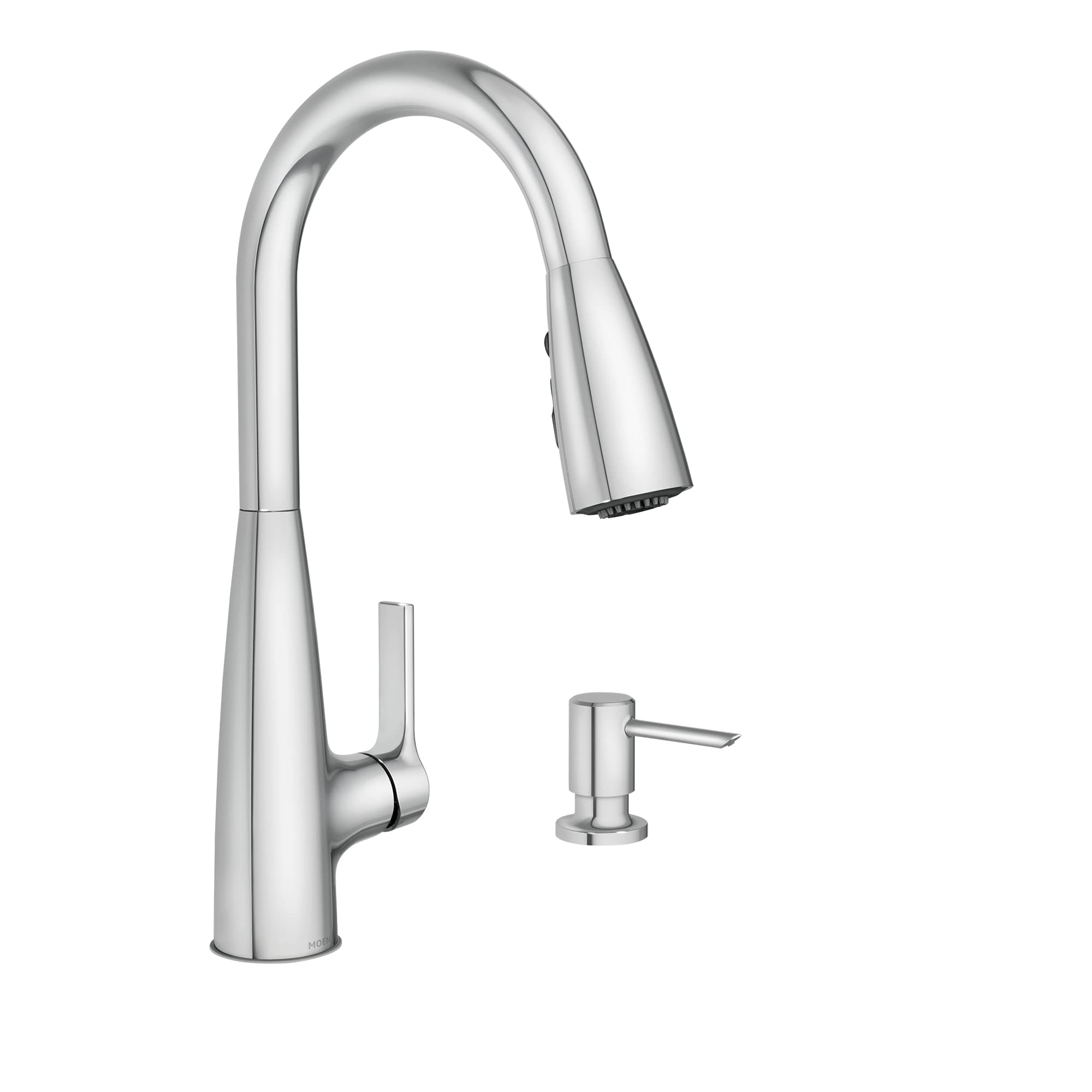 Moen Haelyn Chrome Single-Handle Pull-Down Sprayer Kitchen Faucet with Power Boost Technology - Fast Cleaning, Built-In Soap Dispenser (Model 87627) - Perfect for Modern Kitchens and Busy Households