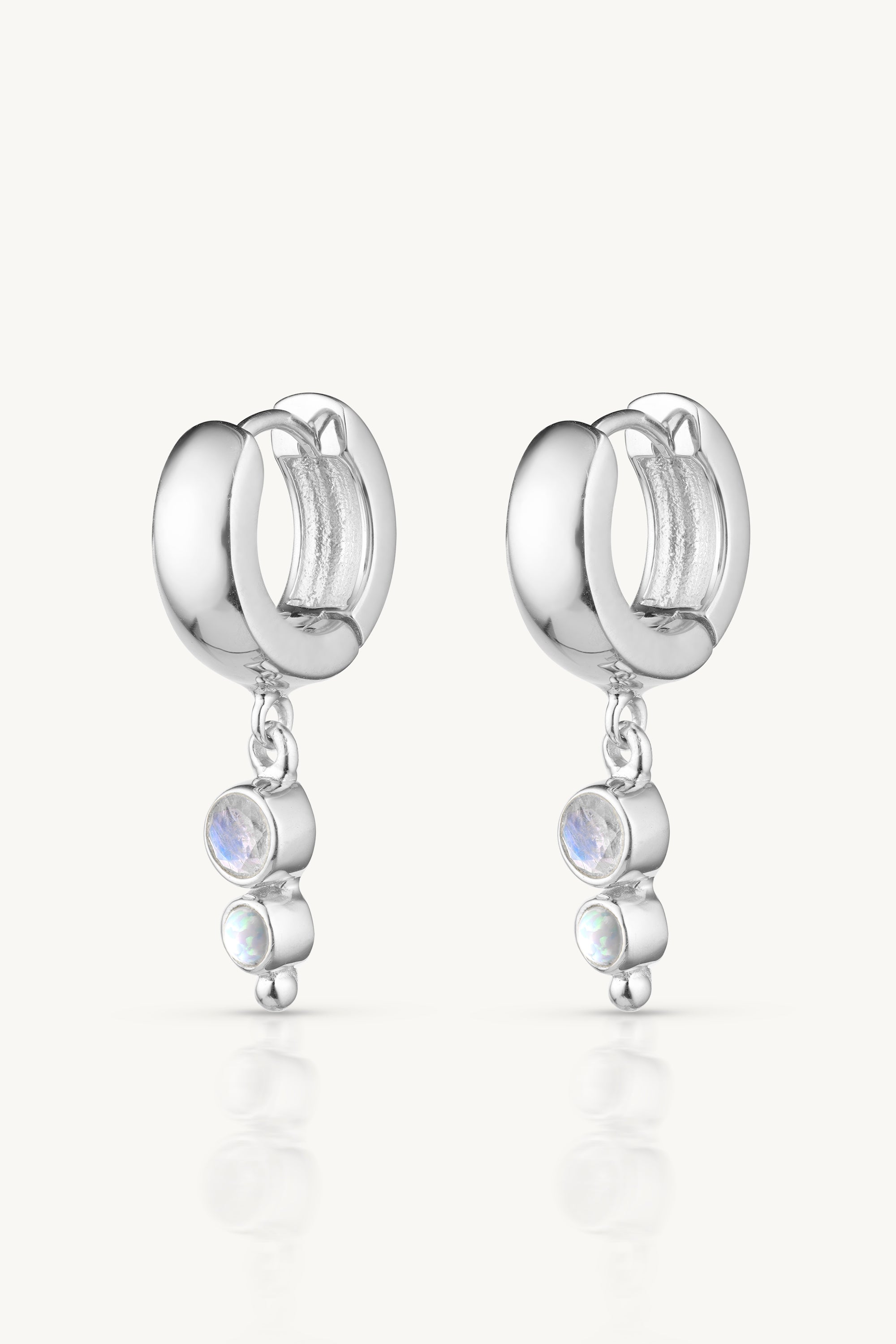 Natural Cora Opal Moonstone Silver Huggie Earrings for Women – Perfect for Everyday Wear, Parties & Gifts