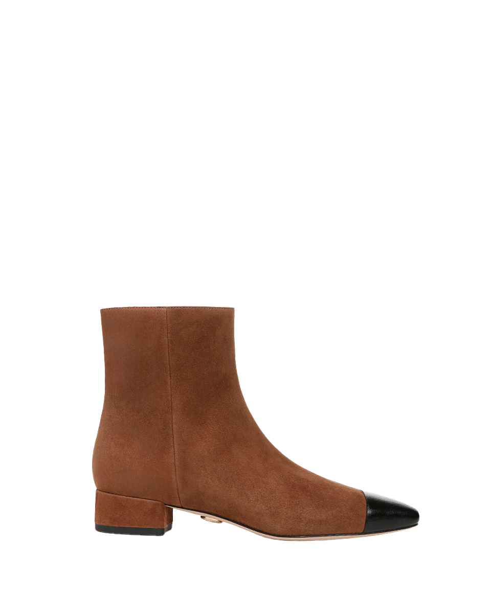 Cecile Suede Cap Toe Bootie - Women's Ankle Boots with Block Heel for Office, Date Night & Fall Fashion