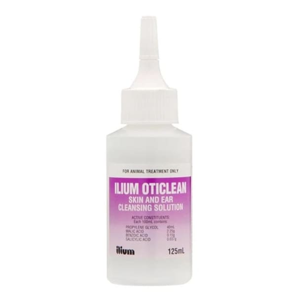 TROY Ilium Oticlean Skin & Ear Cleansing Solution for Dogs & Cats - 125ml Nozzle Bottle - Gentle Ear Cleaner for Pets - Perfect for Ear Wax Removal & Itch Relief