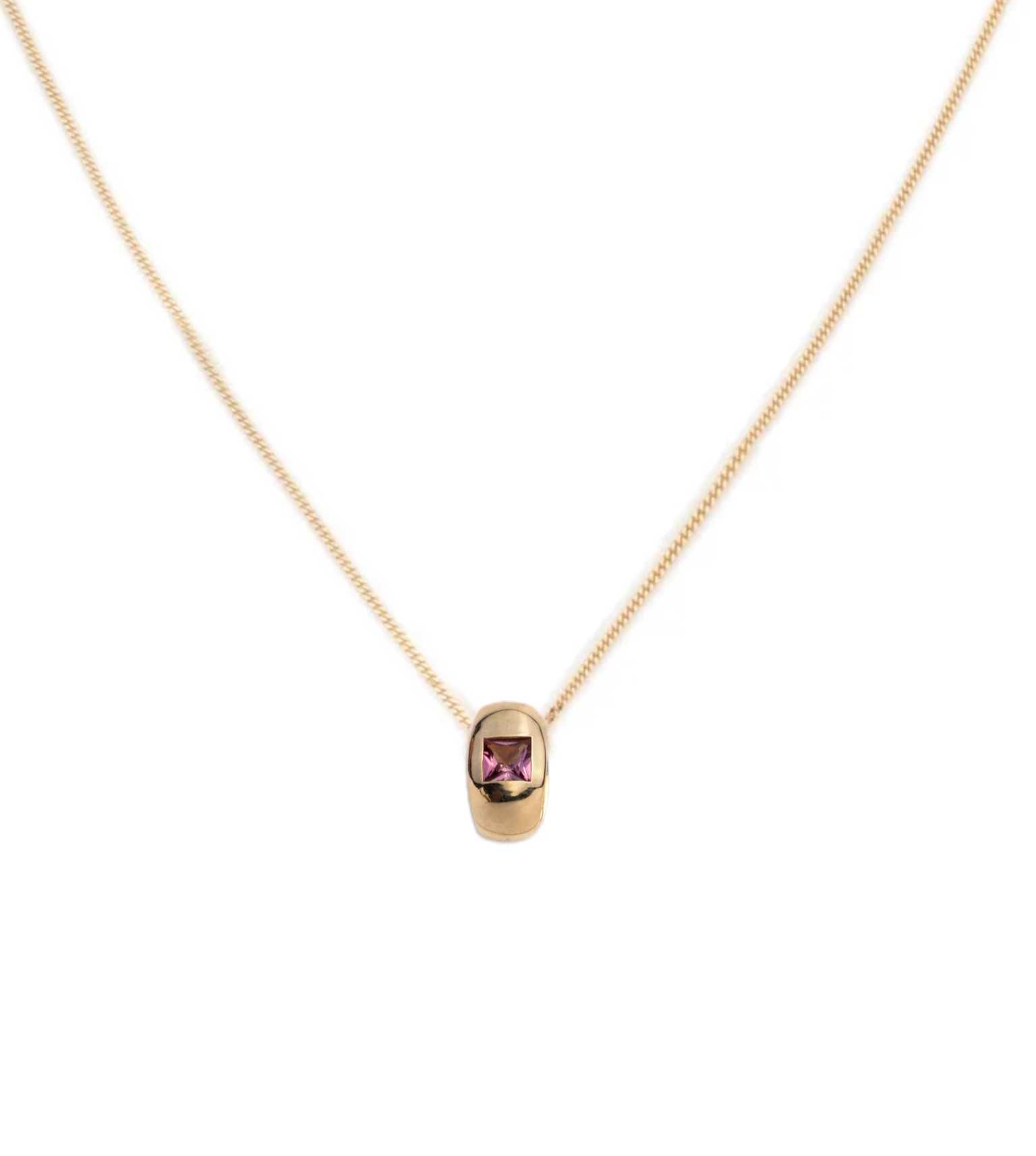 Pink Tourmaline Heart Pendant Necklace with Diamond-Cut Curb Chain - Elegant Jewelry Gift for Women, Perfect for Valentine's Day & Anniversary Celebrations