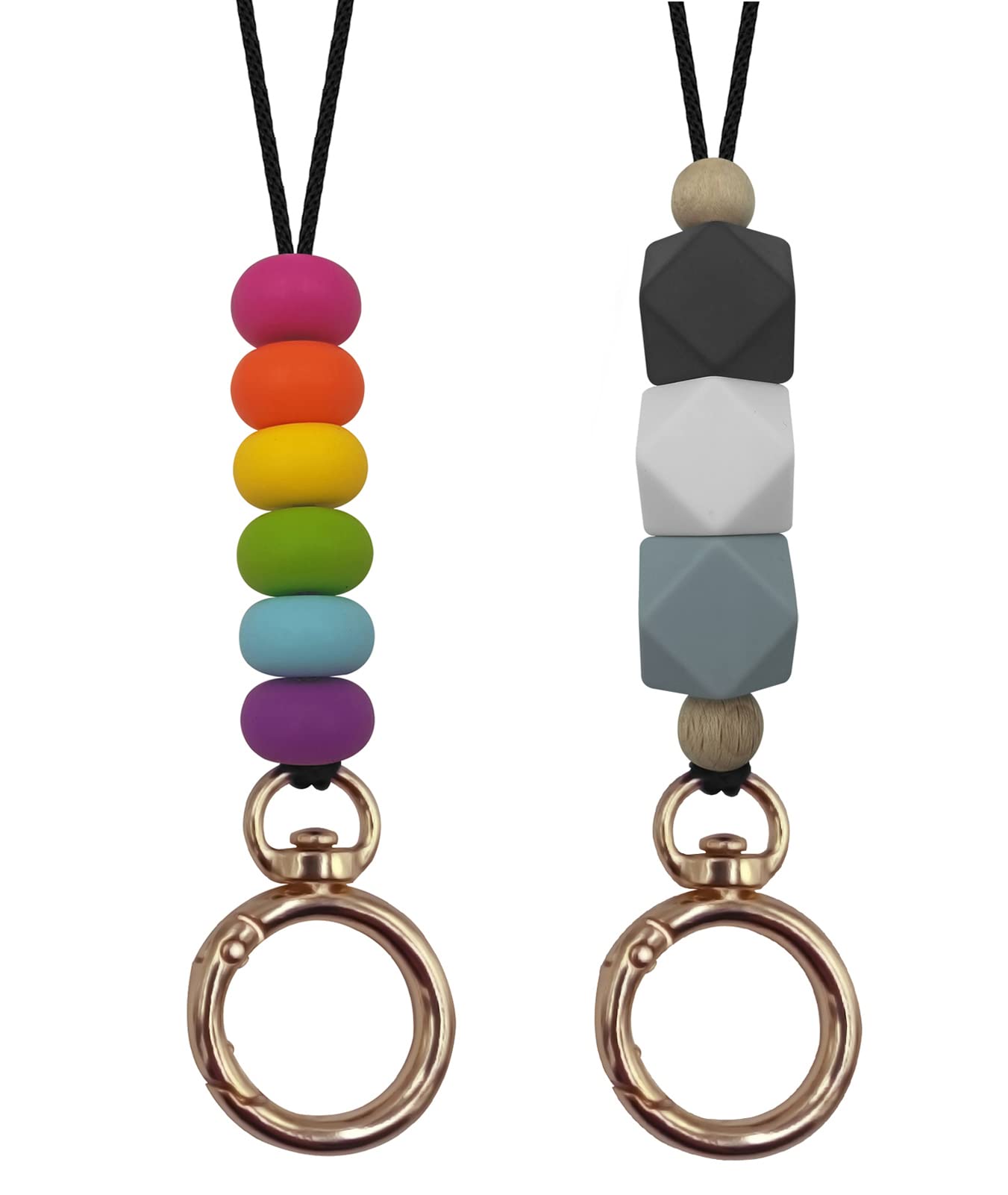 Cute Silicone Beaded Lanyard for Teachers & Students - ID Badge & Key Holder (2pcs) - Perfect for School & Office Use