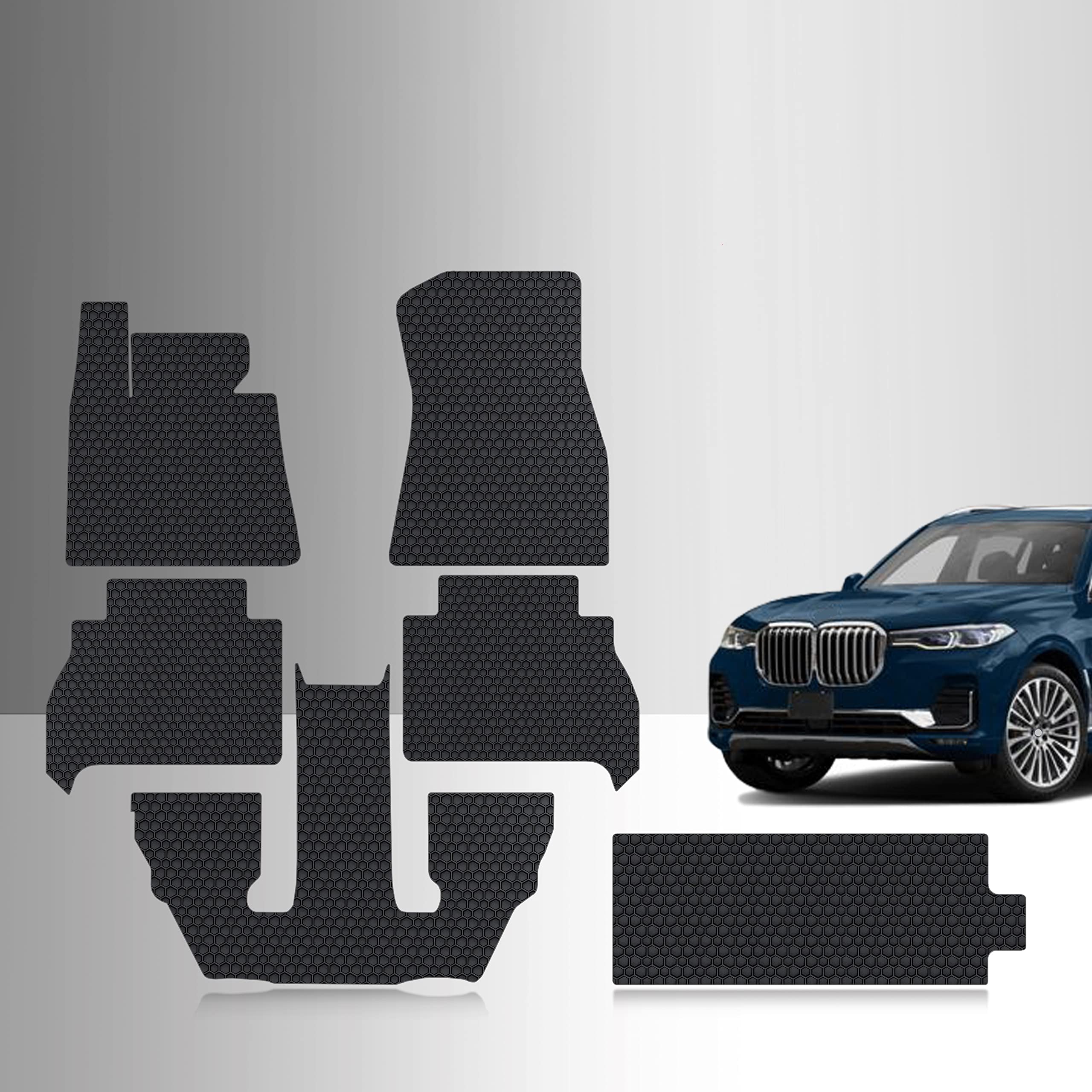 TOUGHPRO All Weather Heavy Duty Rubber Floor Mats Full Set for BMW X7 (2019-2025) - 1st, 2nd, 3rd Row & Cargo Liner - Durable USA Made Car Accessories for SUV Protection & Easy Cleaning
