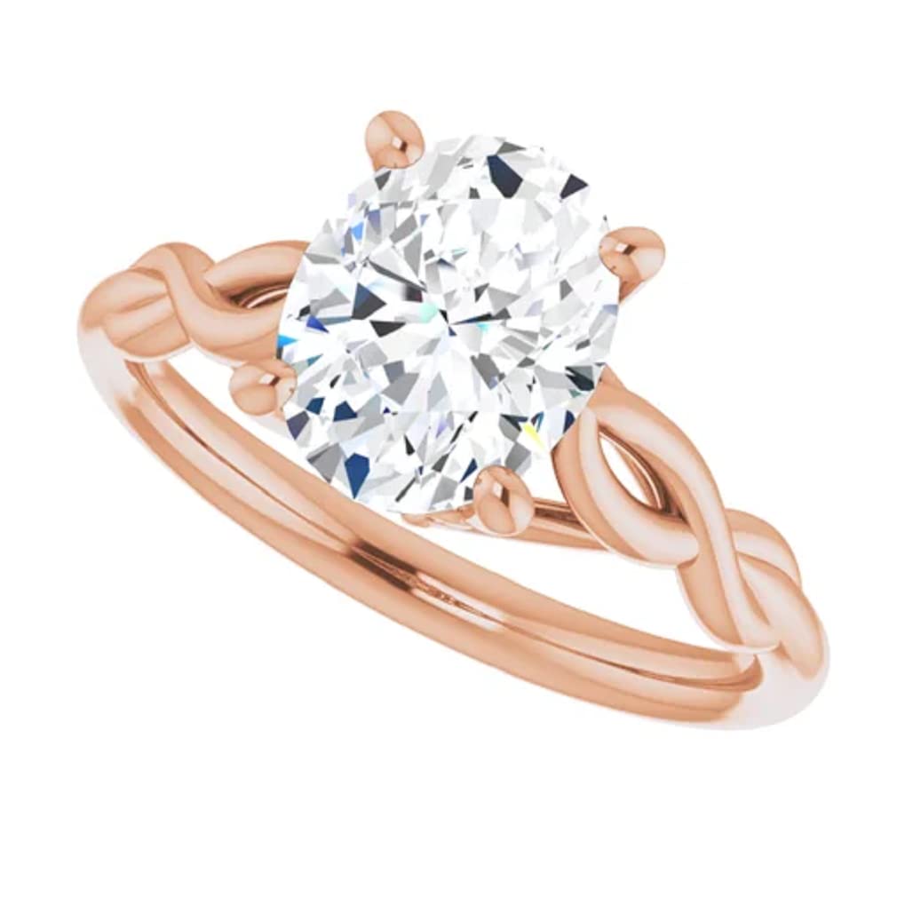 10K Solid Rose Gold Handmade Engagement Ring - 1 CT Oval Cut Moissanite Diamond Solitaire Wedding Band for Women - Perfect for Proposals, Anniversaries & Bridal Jewelry Gifts