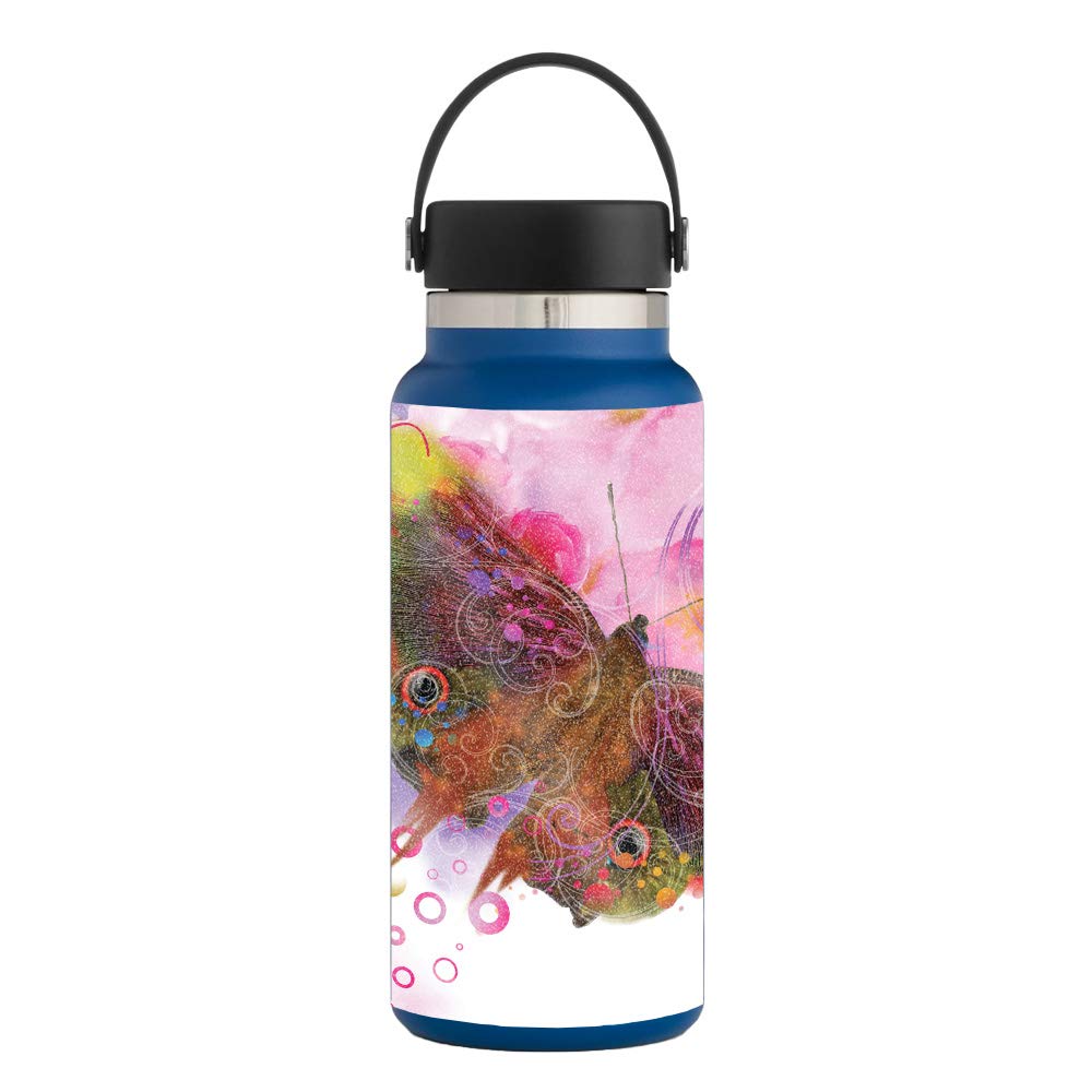 MightySkins Glossy Glitter Skin for Hydro Flask 32 oz Wide Mouth Water Bottle - Hippie Butterfly Design | Protective & Durable High-Gloss Finish | Easy to Apply, Remove & Change Styles | Made in USA | Perfect for Gym, Hiking, Work & Travel Accessories