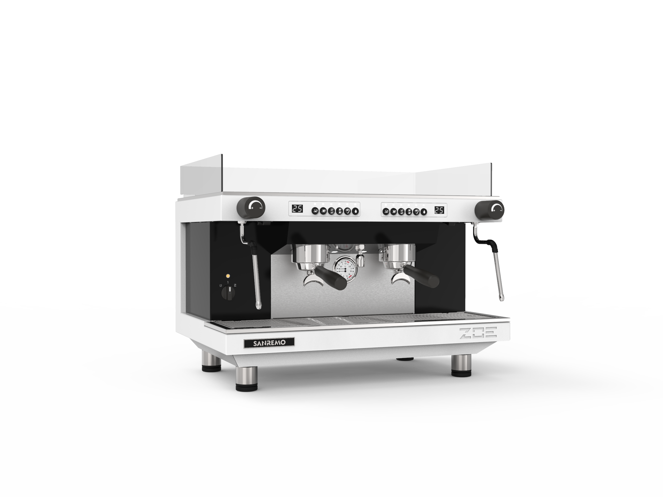 Sanremo ZOE Competition 2 Group Commercial Espresso Machine - White/Black - Professional Coffee Shop & Cafe Equipment for Baristas