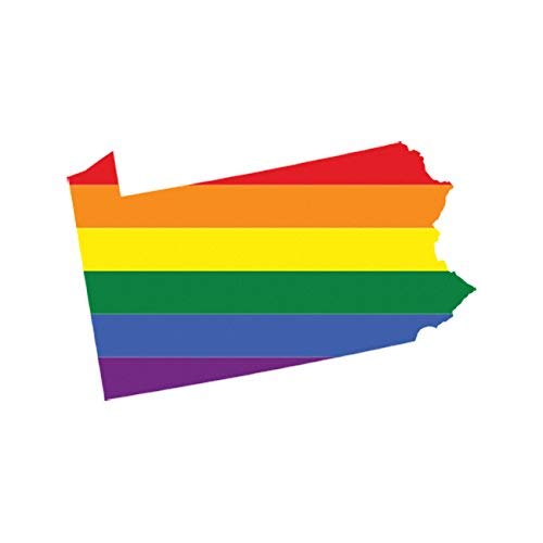 Pennsylvania State Shaped LGBT Pride Car Magnet - Rainbow Flag Vinyl Bumper Sticker for Cars, Trucks & Vehicles - Show Your Pride Support at Parades, Events & Daily Driving