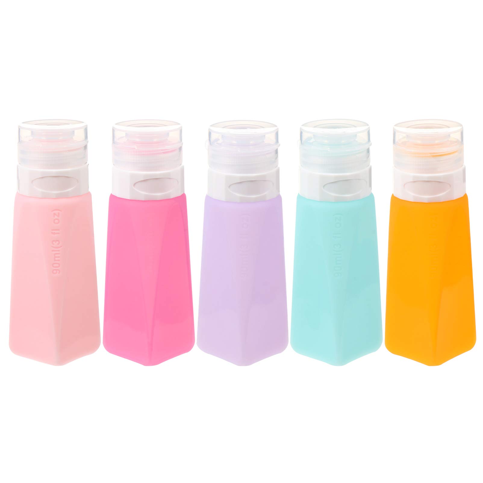 5-Pack Silicone Travel Bottles for Toiletries, Leak-Proof Cosmetic Containers - Perfect for Hand Soap, Lotion & Shampoo on Airplane Trips & Vacations