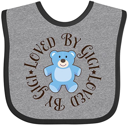 Inktastic Loved By Gigi Baby Boy Bib - Soft Cotton Drool Bibs for Infants, Perfect for Feeding Time & Messy Play