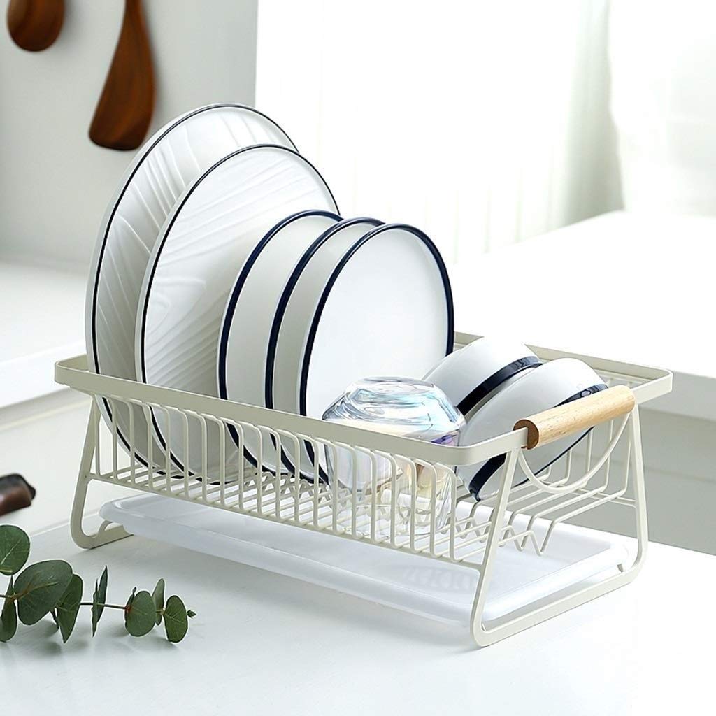 Stainless Steel Dish Rack with Drainboard & Utensil Holder - Space Saving Kitchen Organizer for Countertop Drying Dishes, Cups, and Cutlery