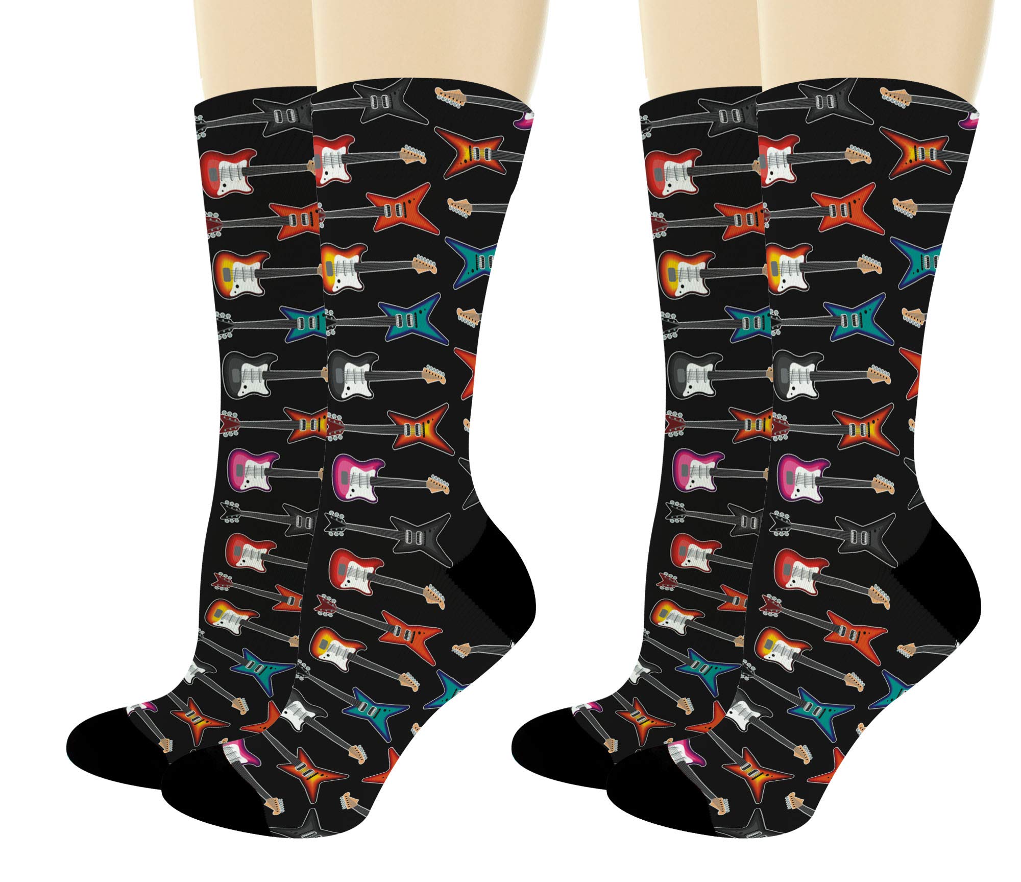 Electric Guitar Socks for Musicians - Music Lover & Guitarist Gifts - Rock Band Novelty Crew Socks - Perfect for Concerts, Gigs & Music Festivals
