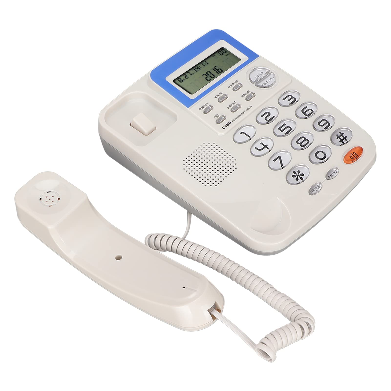 W168 Battery-Free Corded Phone with LCD Display - Reliable Landline Telephone for Home & Office Use | Perfect for Business Calls, Home Security & Emergency Communication